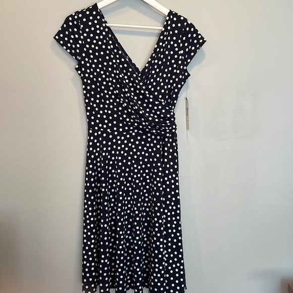 Maggy London 10P Navy Polka Dot Dress - Picture 1 of 6